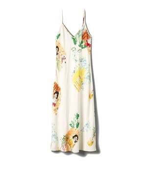 Aritzia Wilfred Christine Dress XXS Watercolor Print Satin Midi Slip Dress